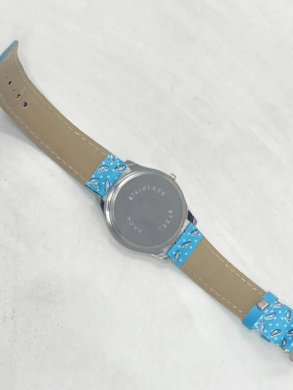 Cinnamoroll Womens Watch 36mm Silver Tone Sanrio Faux Leather New Battery 8.75